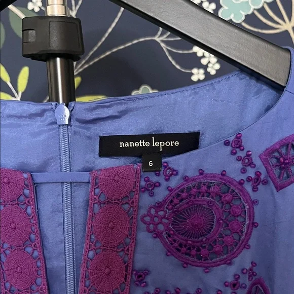 Nanette Lepore Blue and Purple Mini Dress Size 6 - Picture 4 of 9